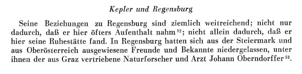 Kepler und Regensburg